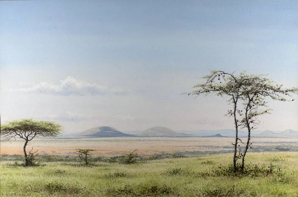 MARA LANDSCAPE by Rob O'Meara, watercolour, offered Oct 2021