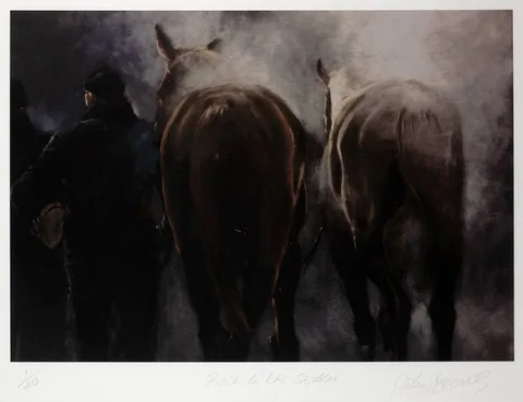 John Fitzgerald, THE FRIESIAN BULL and BACK OF THE STABLES, lithograph; (2); (both no. 1 from an edition of 20)