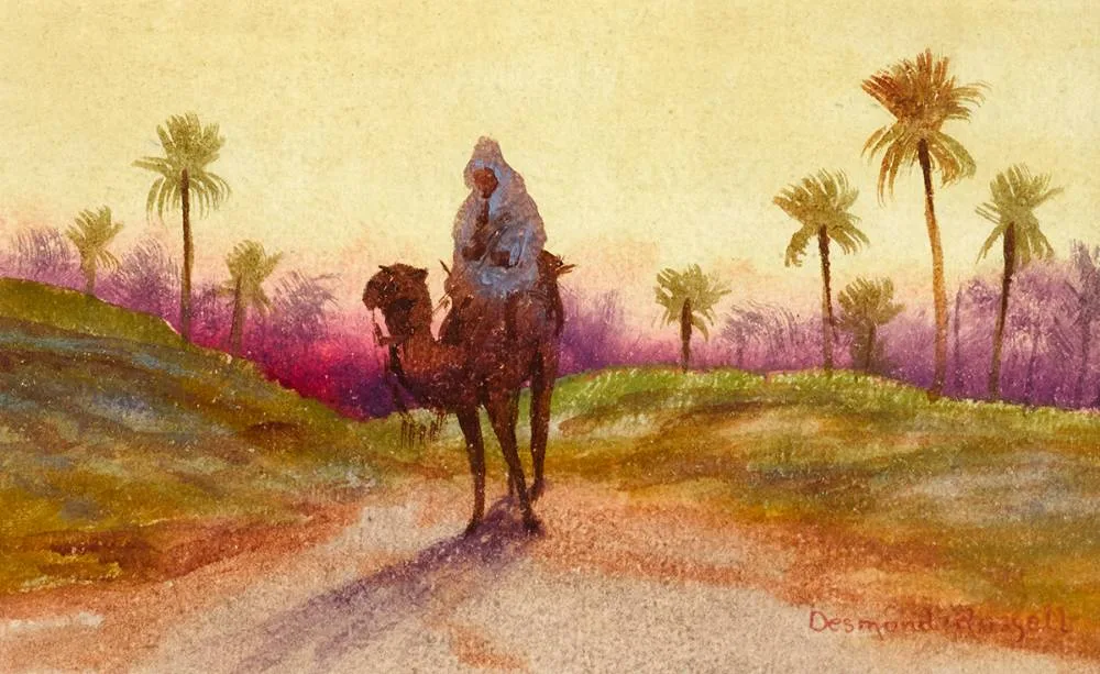 D. Russell, VICTORIAN SCENE [FIGURE ON CAMEL], watercolour
