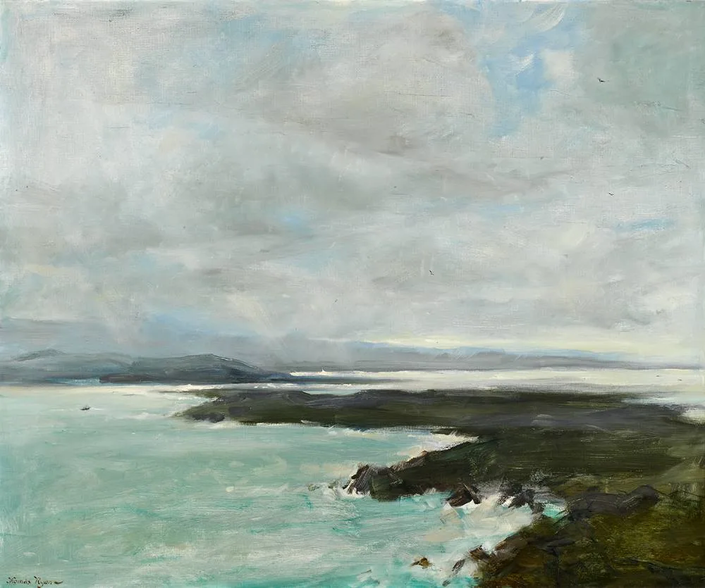 WESTERN SEABOARD by Thomas Ryan, 1980, oil on board, sold Sep 2021