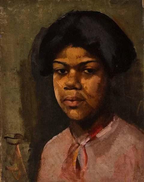 PORTRAIT OF A YOUNG GIRL by Eileen Reid, oil on canvas, offered Sep 2021