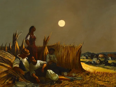 Daniel O'Neill, HARVESTERS PICNIC, oil on board