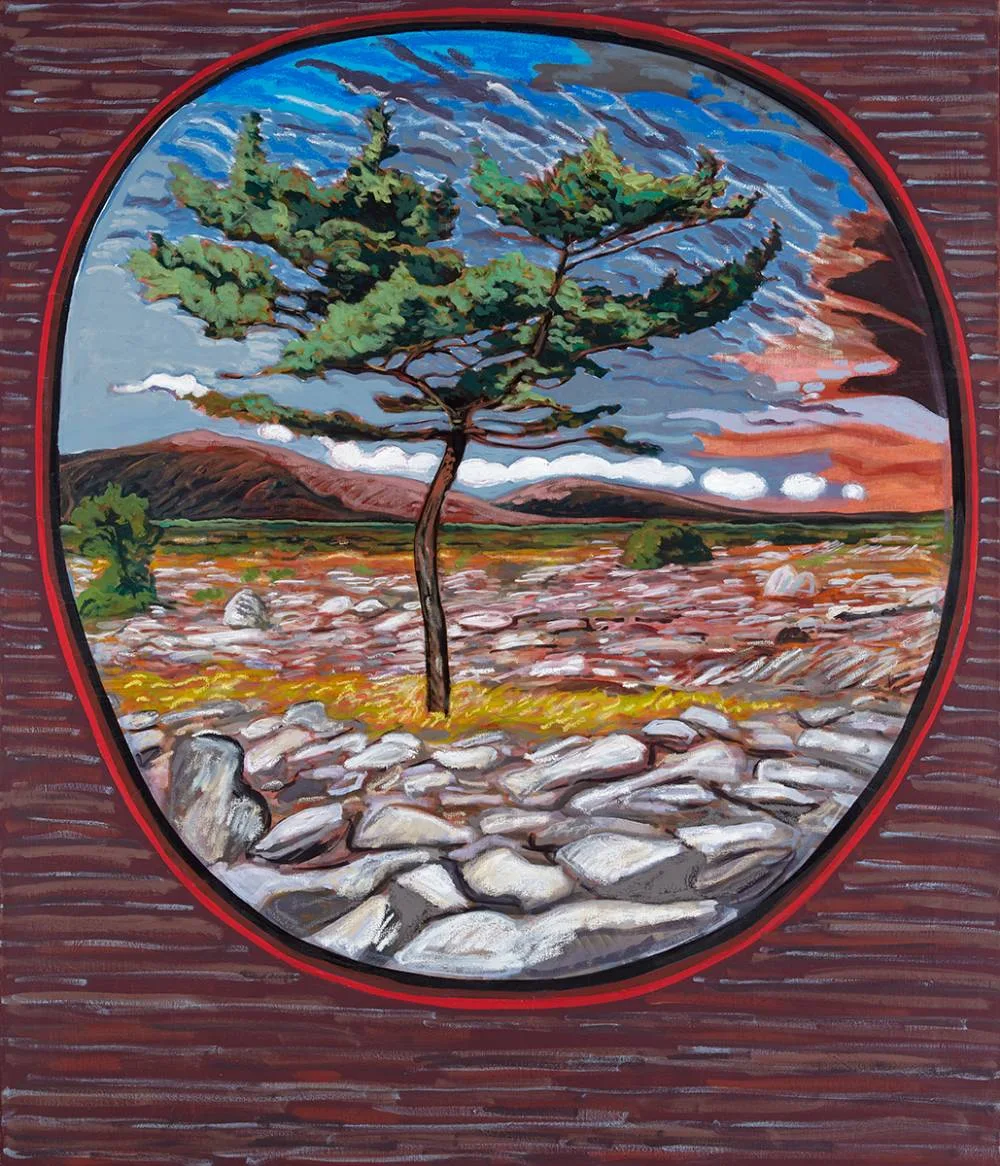 SCOTS PINE ON LIMESTONE by Brian Bourke, 2002, oil on canvas, sold Sep 2021