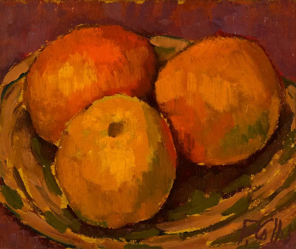 STILL LIFE WITH ORANGES by Peter Collis, oil on board, sold Sep 2021
