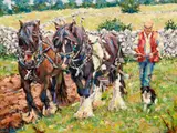 James S. Brohan, FARMER, DOG AND PLOUGH HORSES
