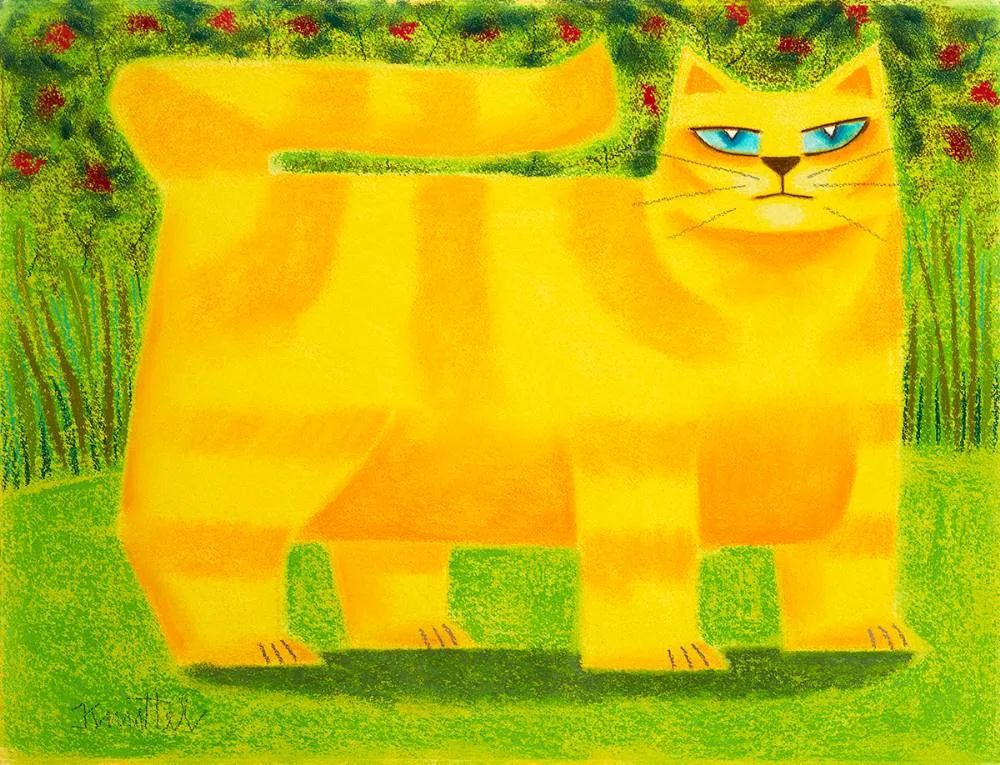 MR. CAT by Graham Knuttel, pastel, sold Sep 2021