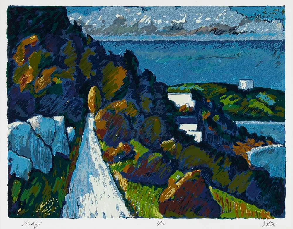 Peter Collis, KILLINEY, colour woodblock print; (no. 9 from an edition of 50)