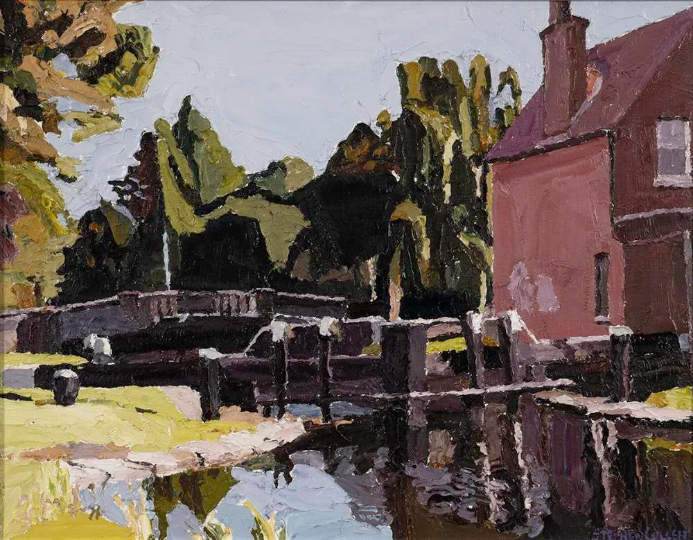 GRAND CANAL, DUBLIN by Stephen Cullen, oil on canvas, sold Jun 2021