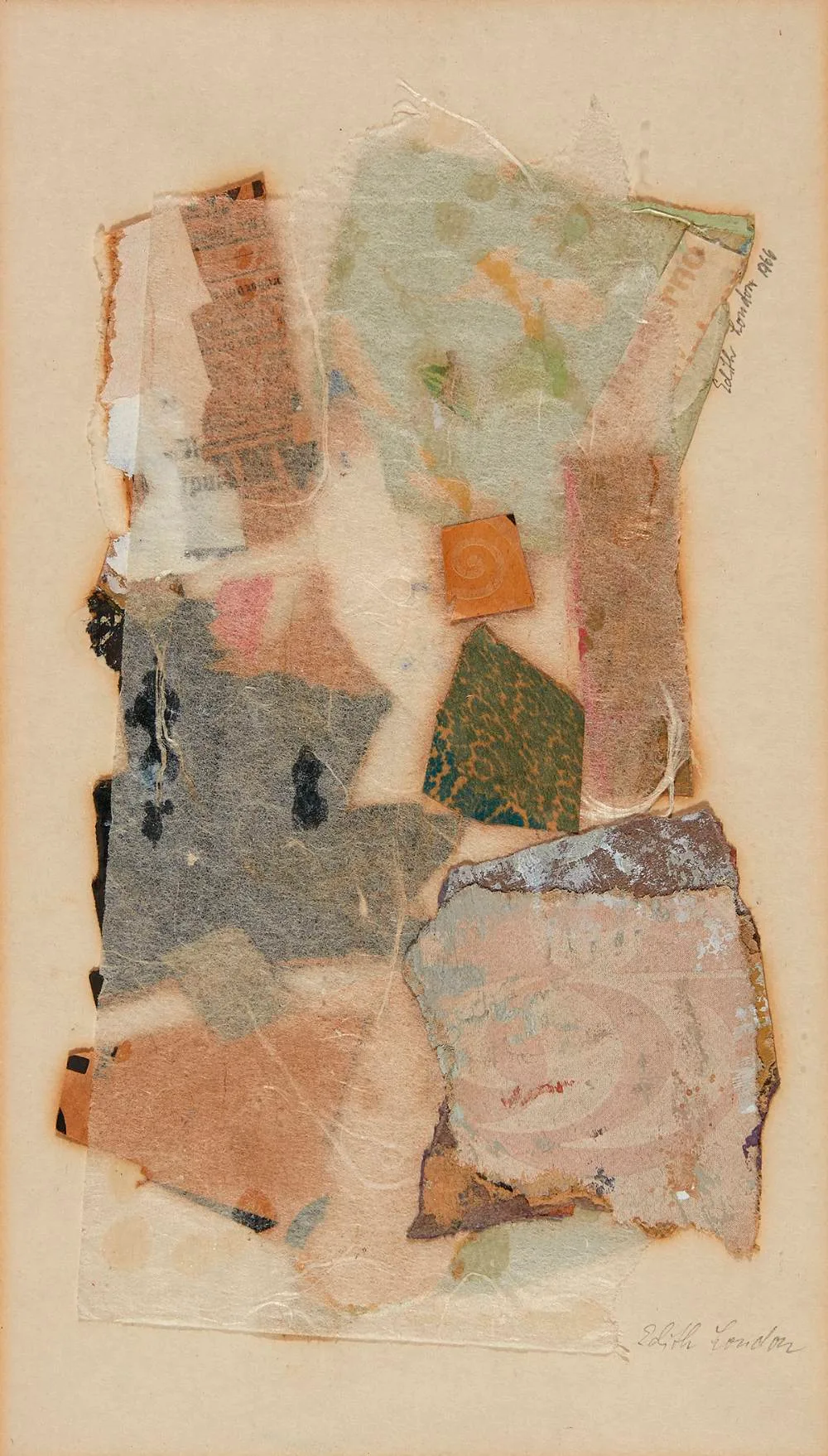 Edith London, ABSTRACT COMPOSITIONS, 1961 and 1966 (A PAIR), collage on paper; (2)
