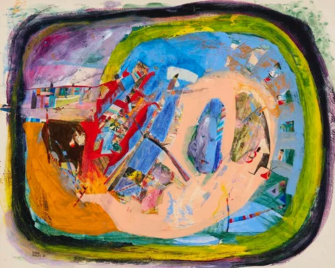 SPIRO GIRO by Niamh Hurley, 1985, mixed media on paper, sold Jun 2021