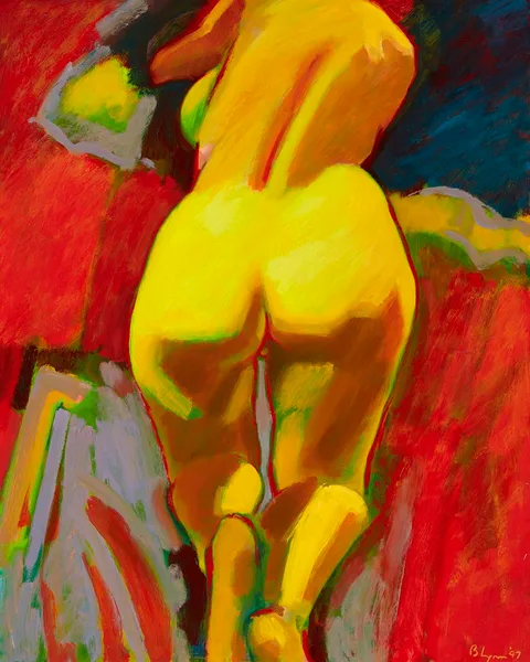 Bob Lynn, WOMAN KNEELING, 1997, oil on board