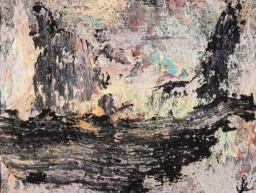 THE TRAVELLER by John Kingerlee, 2020, oil on board, sold Jun 2021