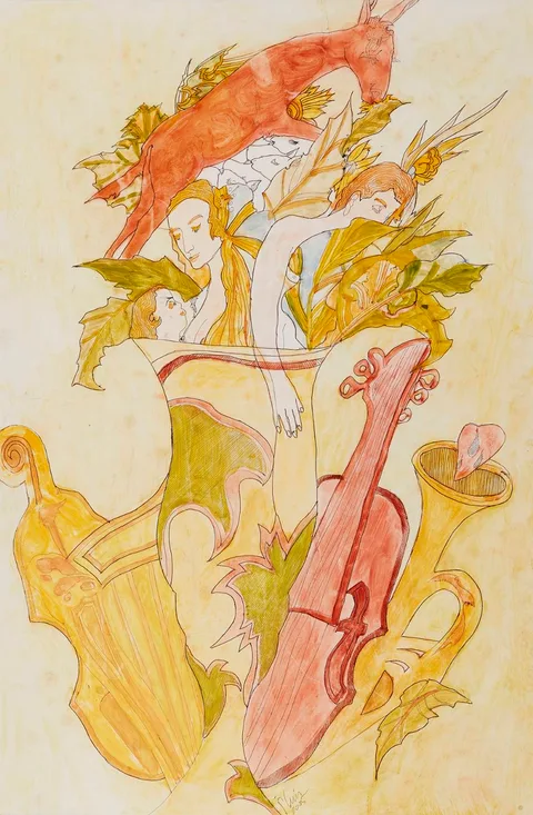 Piet Sluis, MUSICAL FAMILY, 2005, ink and watercolour