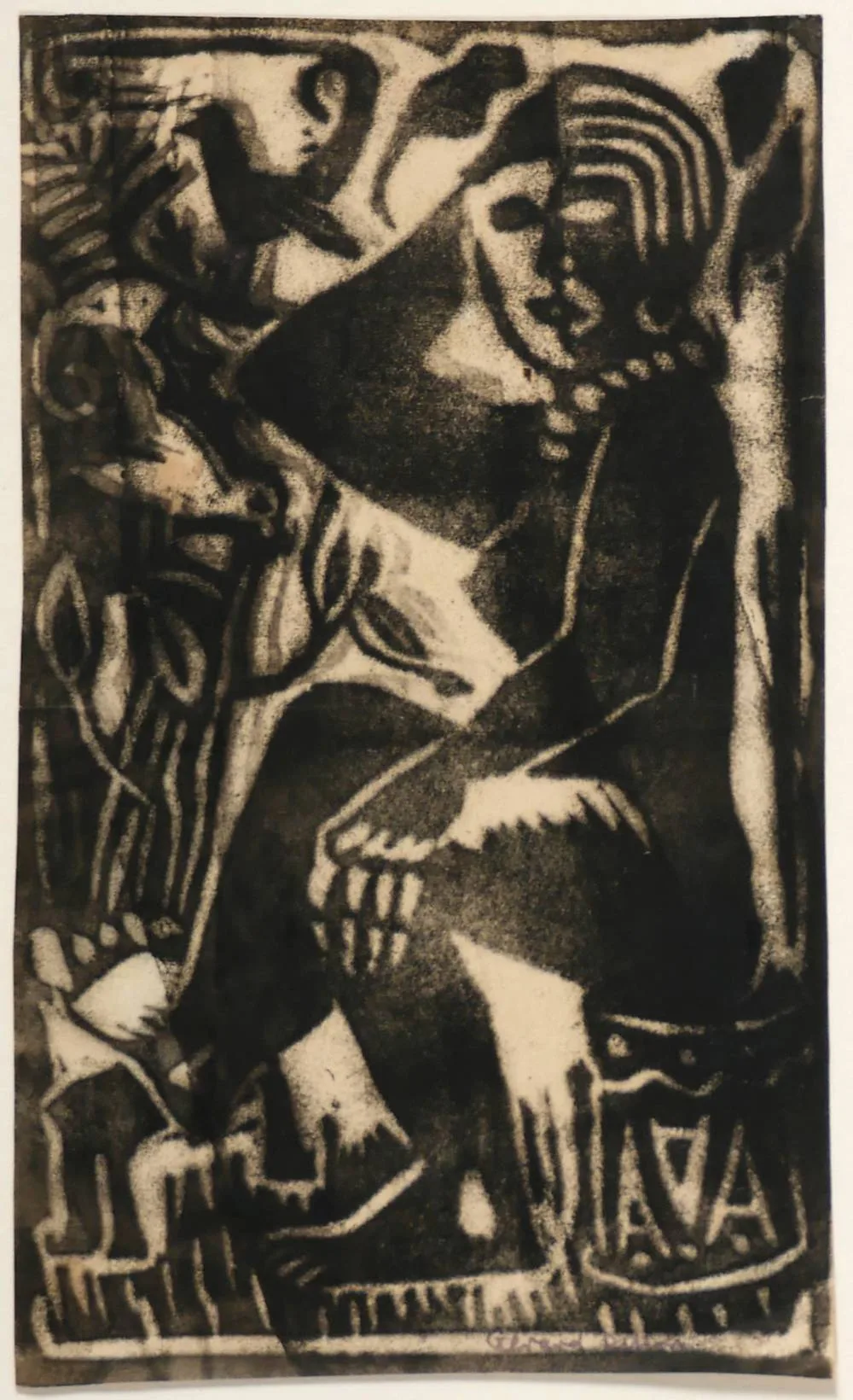 FEMALE FIGURE by Gerard Dillon, monoprint, sold Jun 2021
