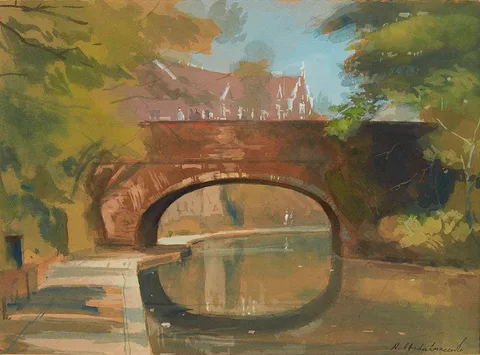 Niccolo d'Ardia Caracciolo, CANAL AT REGENT'S PARK, LONDON, watercolour with gouache