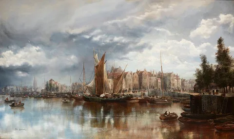 William Howard, CONTINENTAL QUAYSIDE, oil on canvas