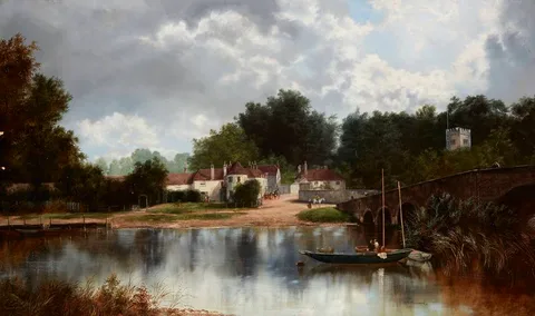 William Howard, VIEW OF THE RIVER THAMES AT SONNING, BERKSHIRE, ENGLAND, oil on canvas