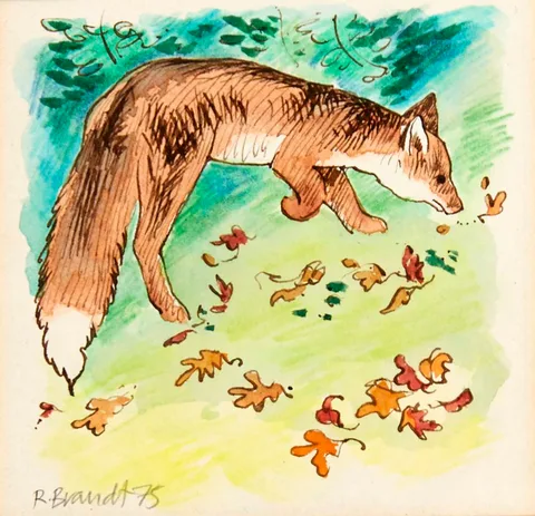 Ruth Brandt, FOX STUDIES, 1975 (SET OF FOUR), watercolour; (4)