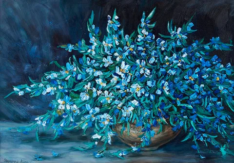 Alina Stepanyuk, BLUE BOUQUET, oil on canvas