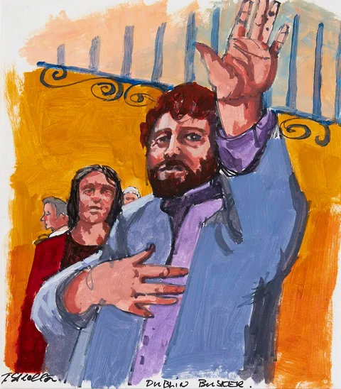 John Skelton, DUBLIN BUSKER, acrylic on paper