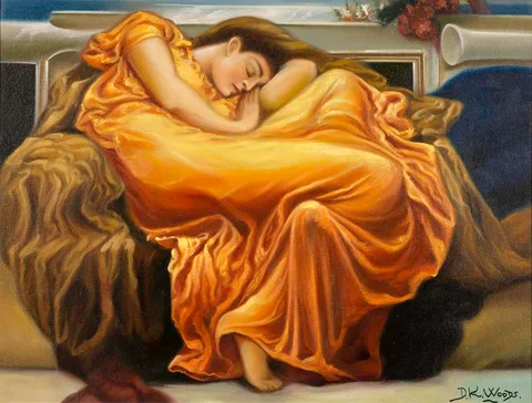 D. K. Woods, LADY RESTING, oil on board