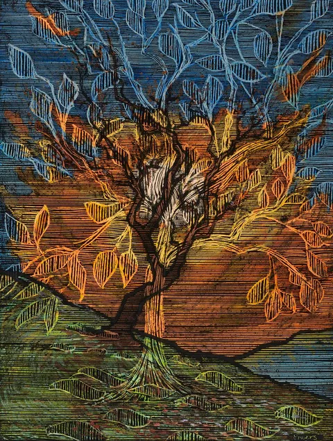 TRIBUTE TO VAN GOGH by Valerie Enners, pastel and gouache, offered Jun 2021