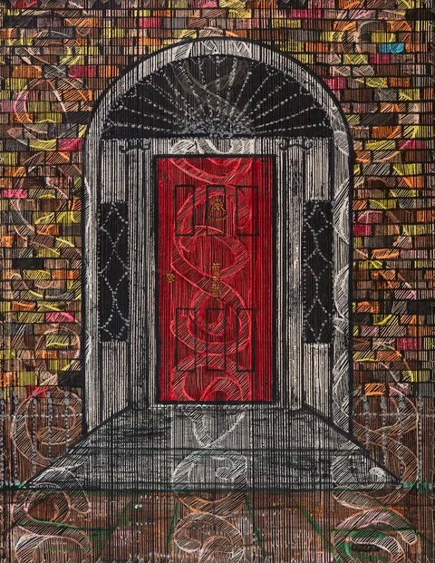 RED DOOR, GEORGIAN DUBLIN by Valerie Enners, pastel and gouache, sold Jun 2021