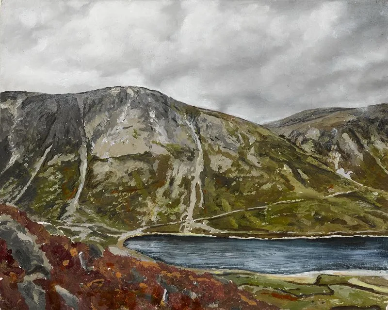 David G. King, MOUNTAIN RANGE, 2010, oil on birchwood
