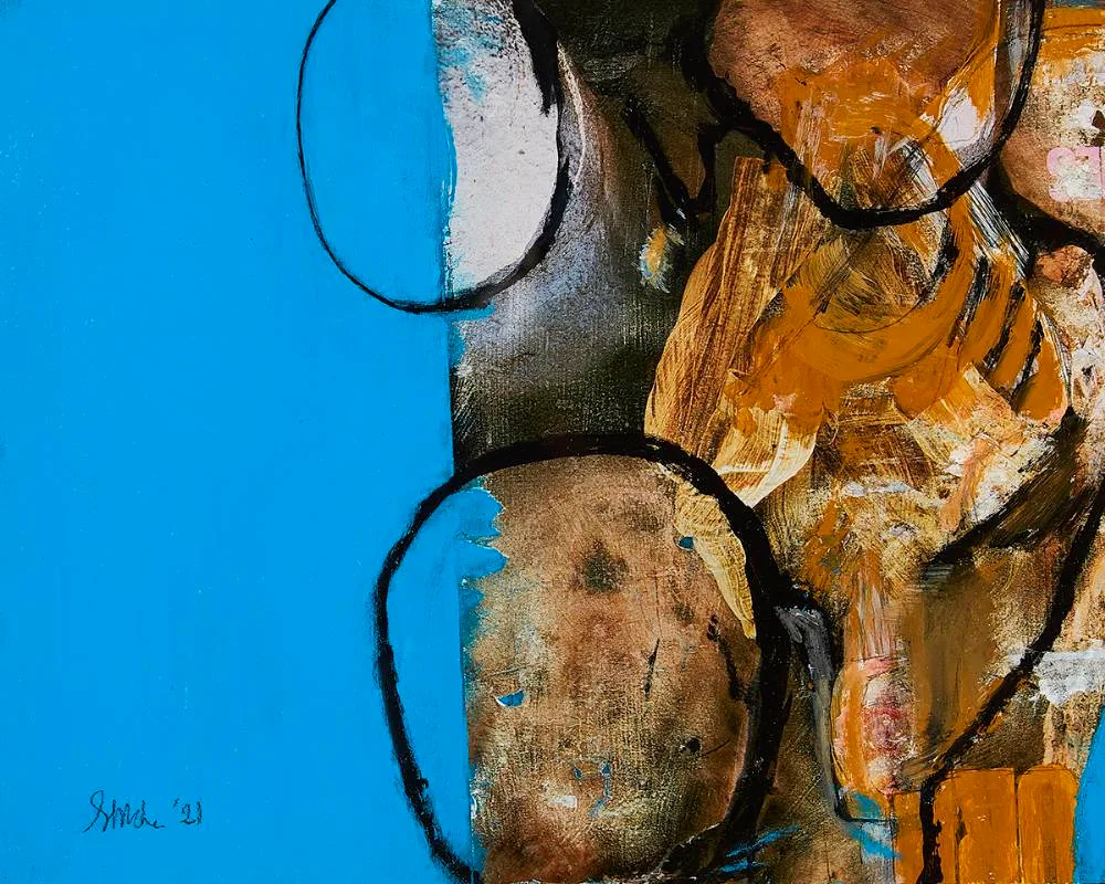 FORTYFOOT - DEEP by Stephen McKee, 2021, acrylic and collage on board, offered Jun 2021