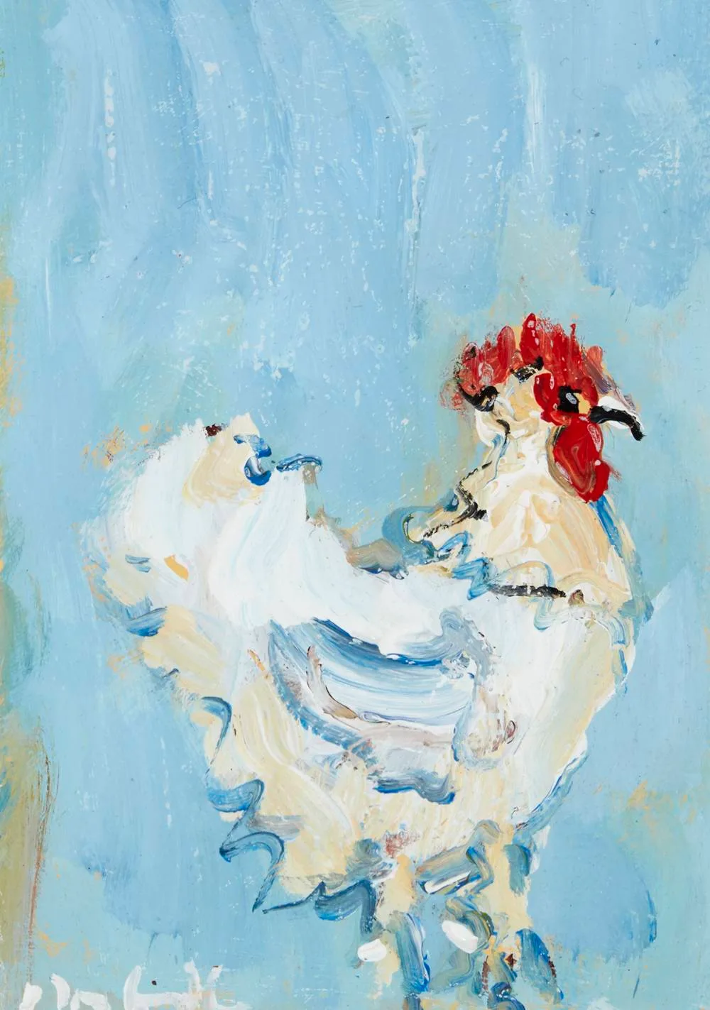 COCKEREL by Marie Carroll, oil on board, sold Jun 2021