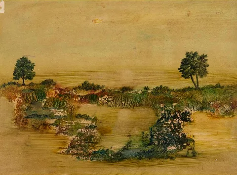 Geoff Rhind, GREEN LANDSCAPE, watercolour