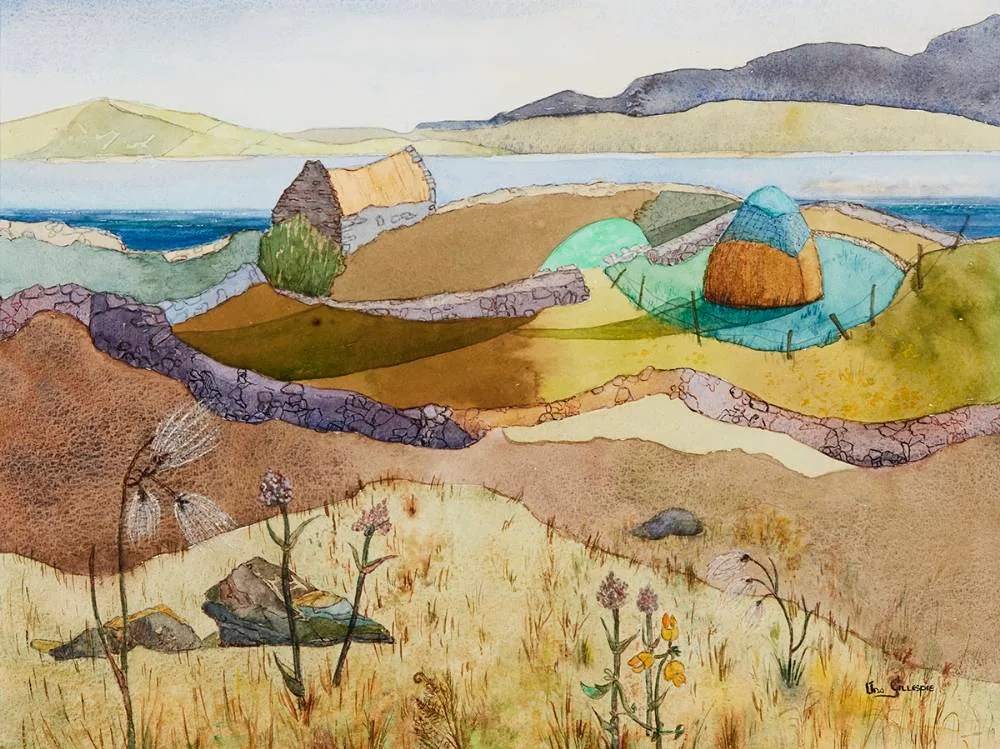 Úna Gillespie, PROTECTIVE DEFENCES (ALONG THE COAST OF MALLIN BAY), watercolour and ink