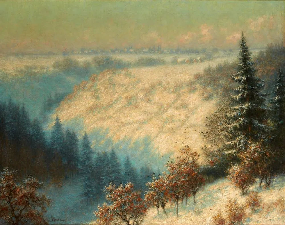 WINTER LANDSCAPE by Arthur Wasse, oil on canvas, offered May 2021