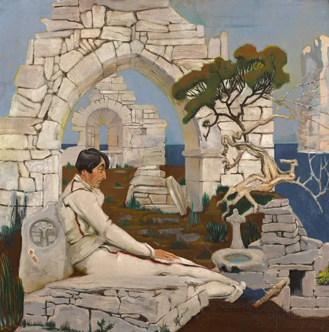 Seán Keating, THINKING OUT GOBNET [PORTRAIT OF HARRY CLARKE] 1917, oil on canvas