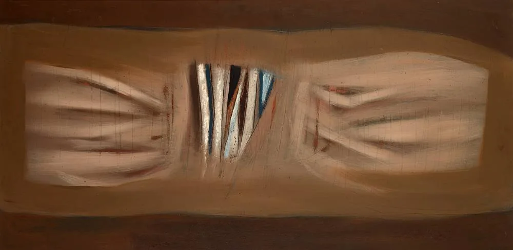 THE HAWK SKY by Tony O'Malley, 1966, oil on board, sold May 2021