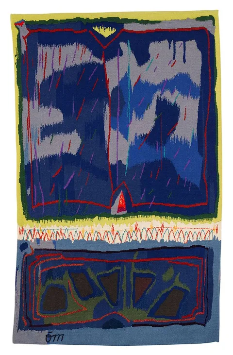 Tony O'Malley, OCTOBER AND BLACK, 1983, Gobelin style woven tapestry; (unframed)