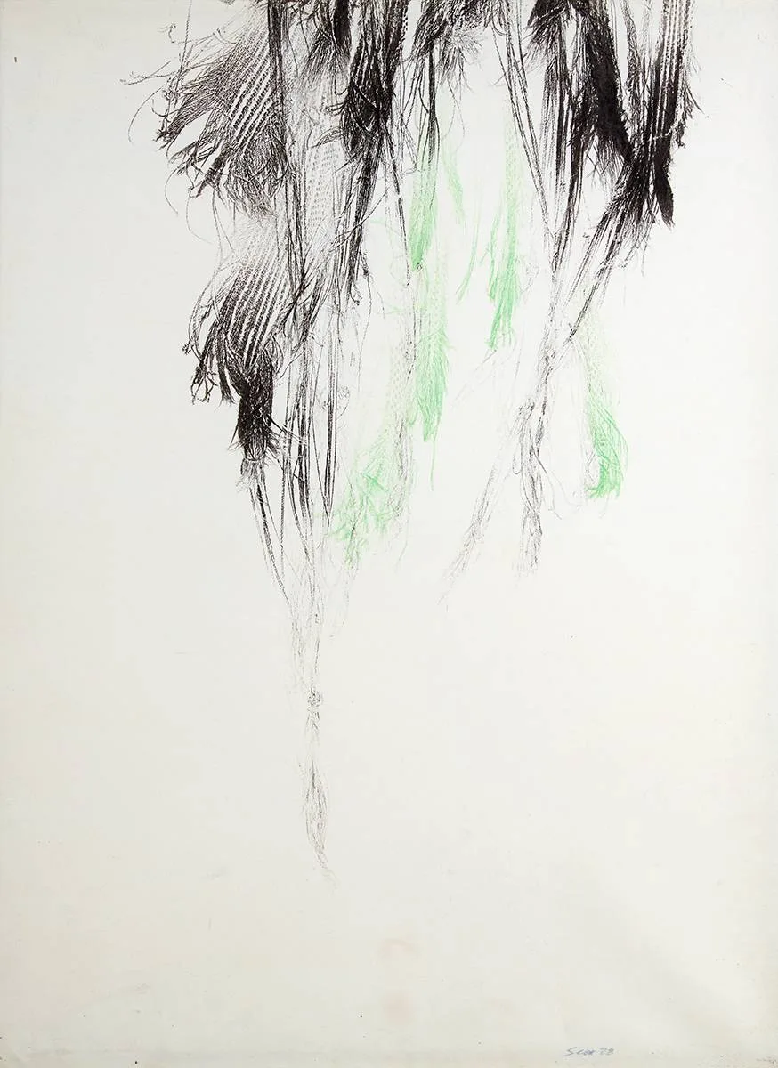 GESTURAL DRAWING by Patrick Scott, 1978, charcoal and pastel on paper, sold May 2021