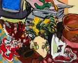 Elizabeth Cope, STILL LIFE WITH FLOWERS AND IRON