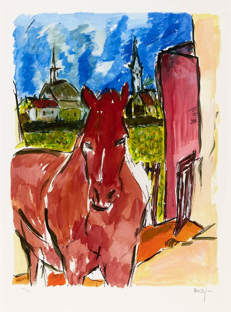HORSE [DRAWN BLANK SERIES] by Bob Dylan, Giclée print on Hahnemüle Museum Etching Paper; (no. 197 from an edition of 295);, sold May 2021