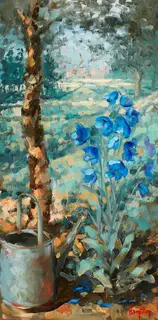 Ken Hamilton, BLUE POPPIES AND WATERING CAN