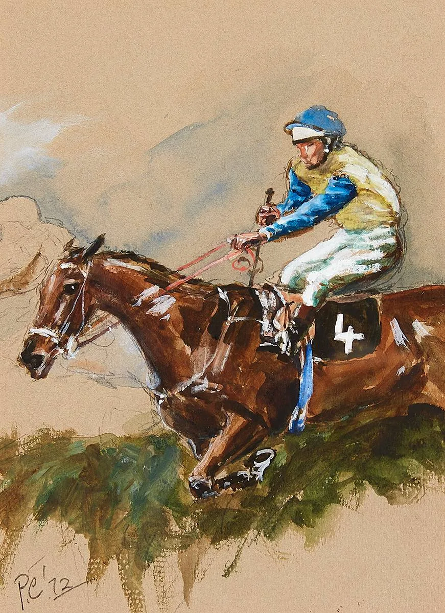 JUST OVER by Peter Curling, 1972, watercolour on tinted paper, offered May 2021