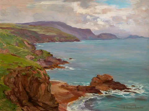 CLIFFS OF MOHER, COUNTY CLARE by Henry Jones Thaddeus, 1923, oil on panel, sold Mar 2021
