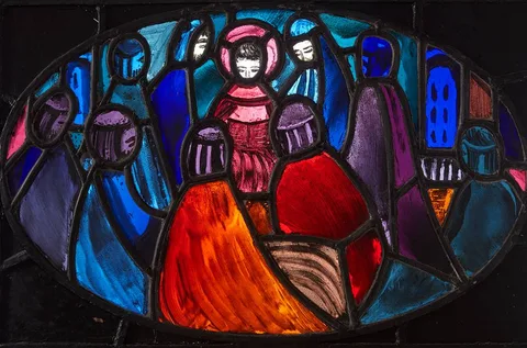 Frances Biggs, UNTITLED, stained glass panel; (unframed)