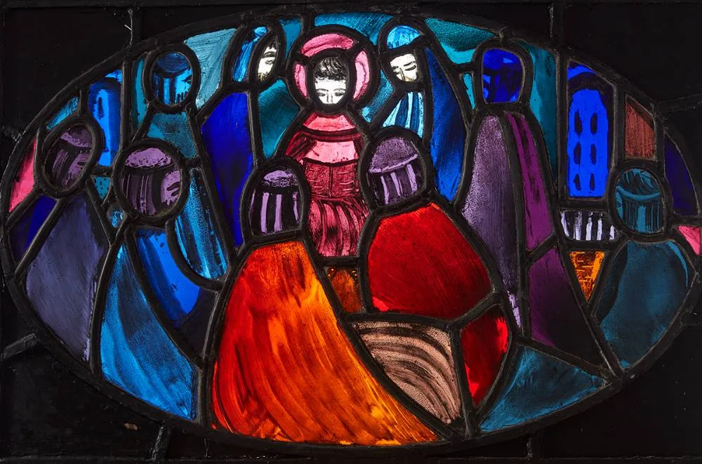 Frances Biggs, UNTITLED, stained glass panel; (unframed)
