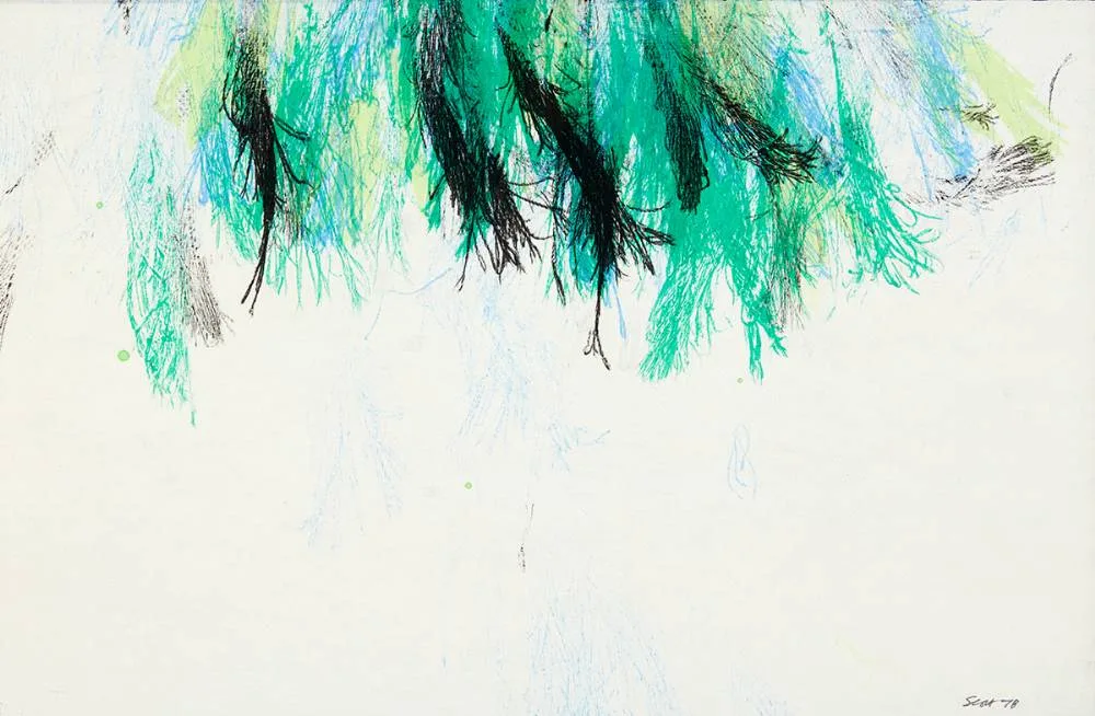 GESTURAL DRAWING by Patrick Scott, 1978, crayon, sold Mar 2021