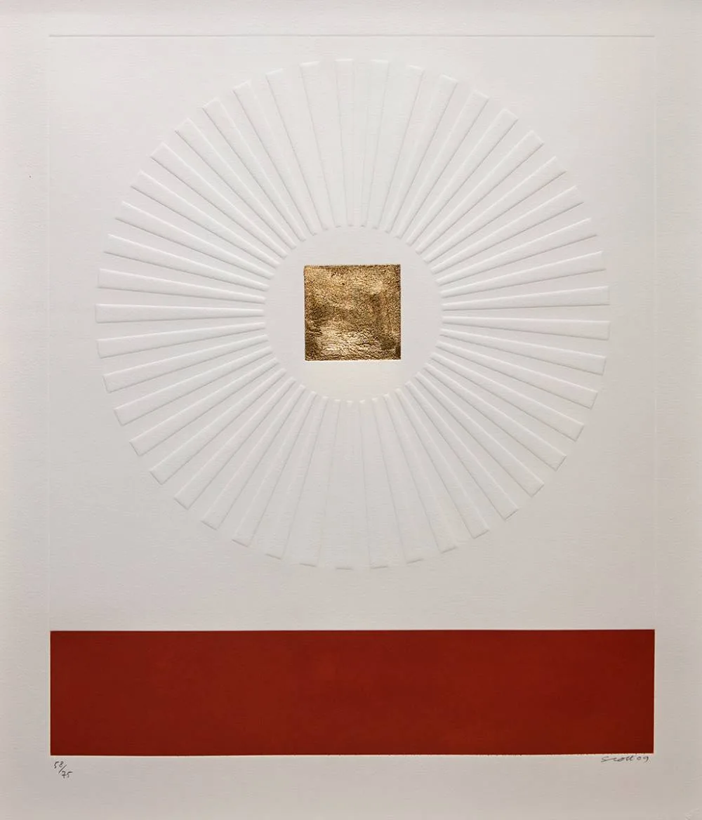 UNTITLED by Patrick Scott, 2009, Intaglio, carborundum, embossing with gold leaf; (no. 58 from an edition of 75), sold Mar 2021