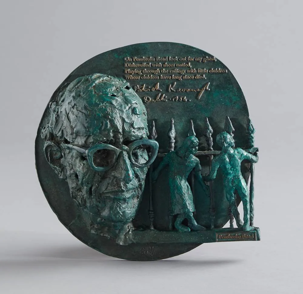 PATRICK KAVANAGH, PEMBROKE ROAD by John Coll, bronze, sold Mar 2021