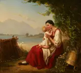 MOTHER AND CHILD BY FISHING NETS WITH MOUNTAINS IN THE DISTANCE, Whyte's 2021