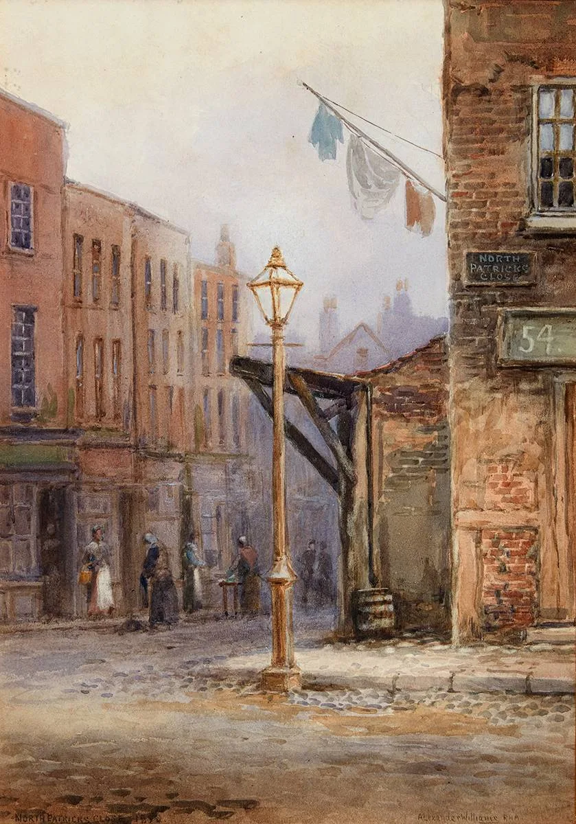 NORTH PATRICK'S CLOSE, DUBLIN by Alexander Williams, watercolour, sold Mar 2021