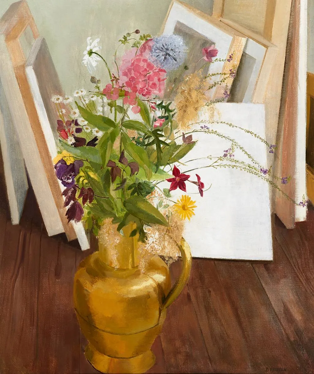 FLOWERS by Barbara Warren, 1989, oil on canvas, sold Mar 2021